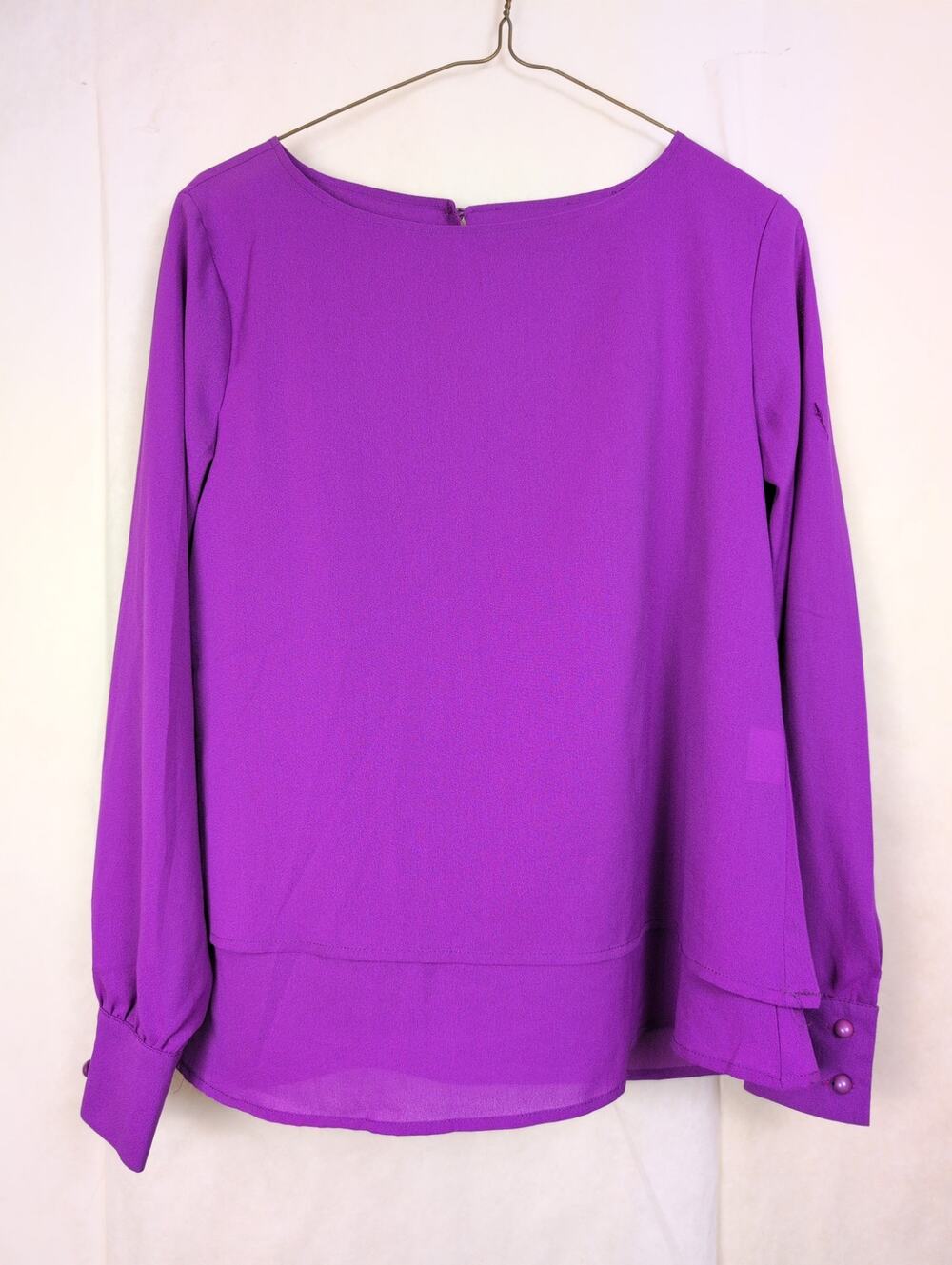 Acevog purple sheer layered long sleeve blouse Size Sm Career Classic Feminine
